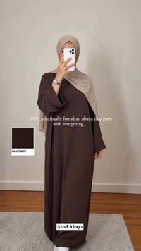 Aizel Flow Abaya in Mocha Brown