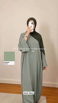 Aizel Flow Abaya in Sage Green