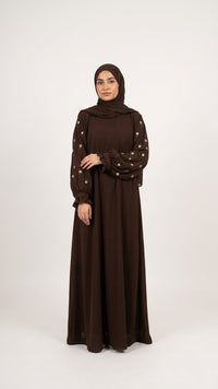 Floral Daisy Embroidery Ruffle Sleeve Abaya