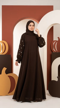 Floral Daisy Embroidery Ruffle Sleeve Abaya