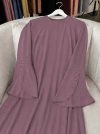Mutton pink bell sleeve abaya product view - Aizel Abaya