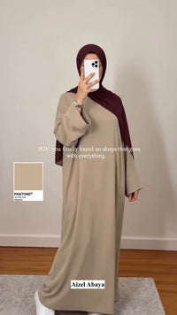 Aizel Flow Abaya in Beige