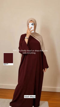Aizel Flow Abaya in Burgundy